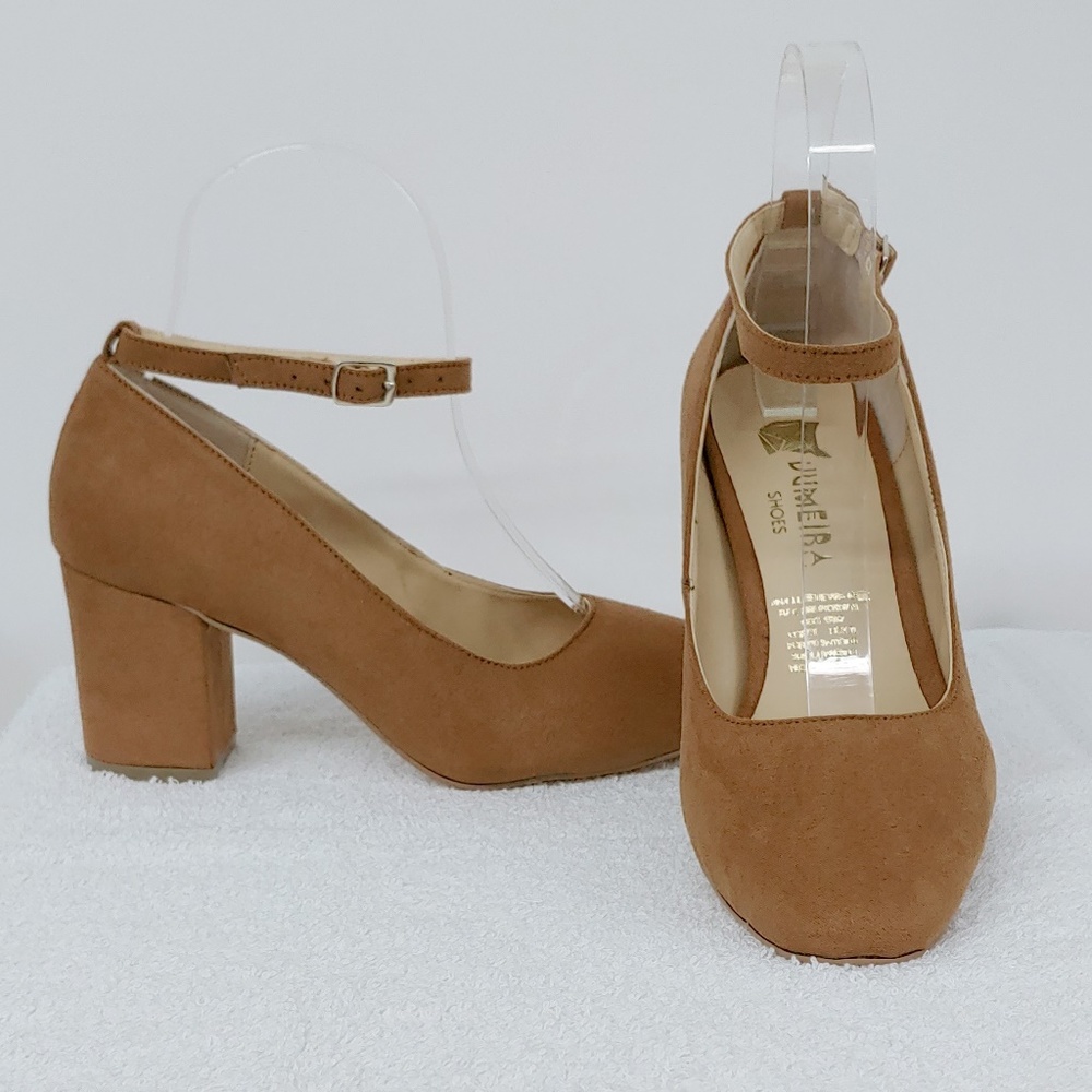 Dark Tan Block Heels